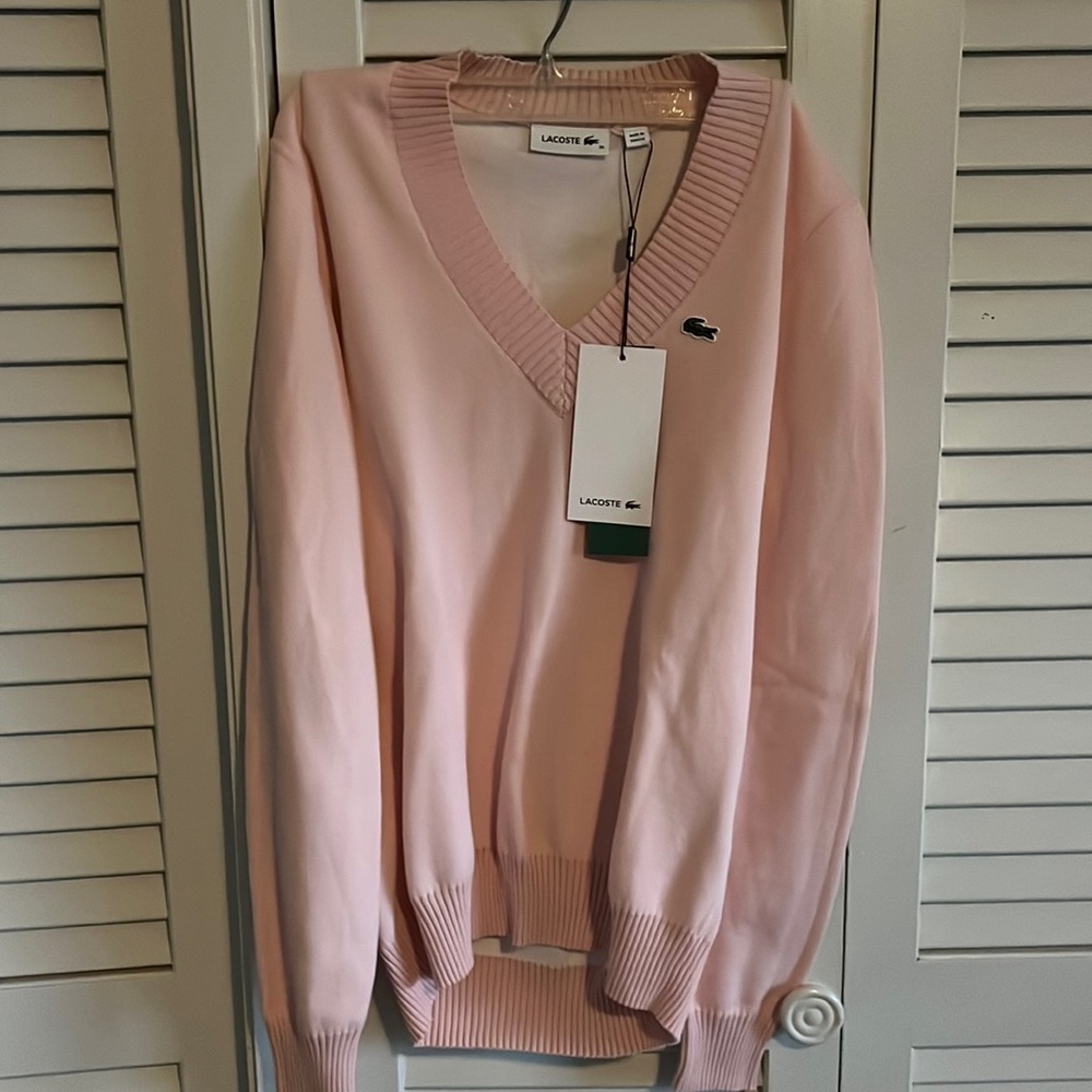 Lacoste Women's Sport Breathable V-Neck Cotton Golf Sweater